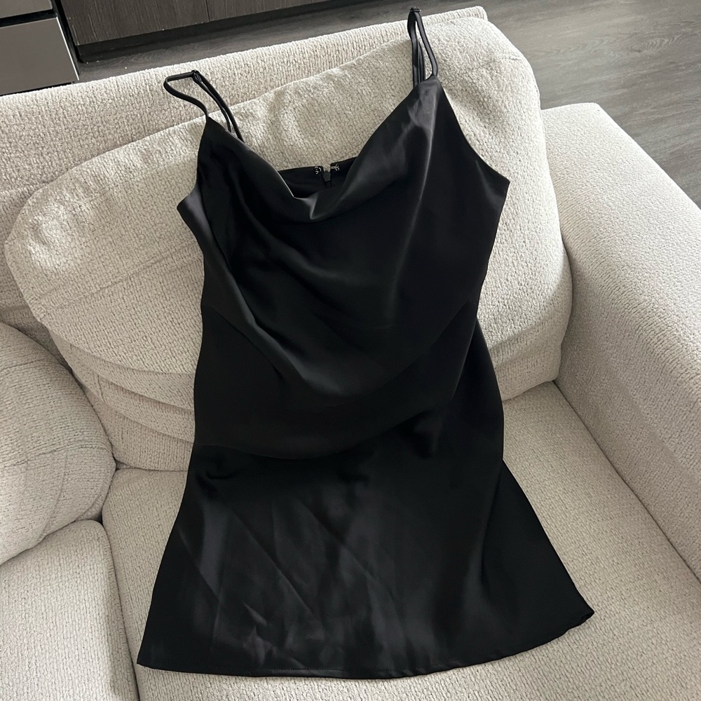 UO Mallory Cowl Neck Slip Dress - Black